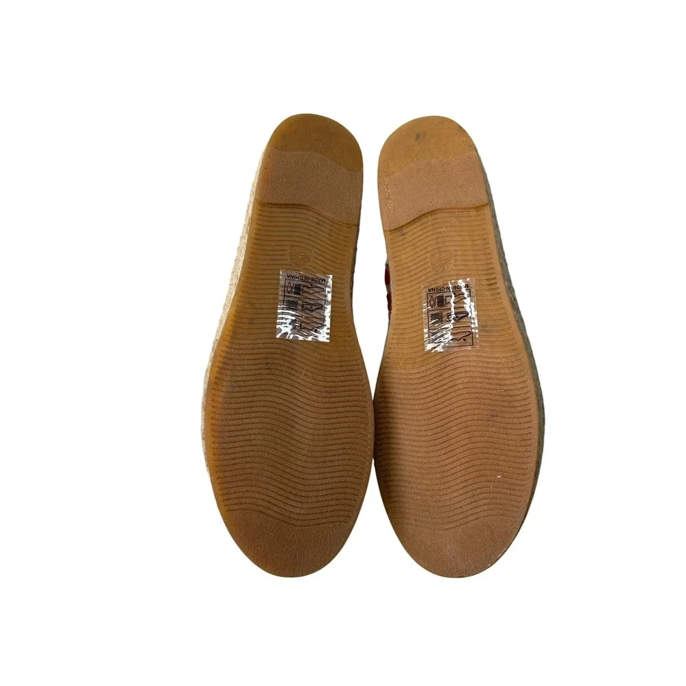 Soludos Womens Platform Smoking Slipper Coral Red White Striped Espadrilles‎ 9